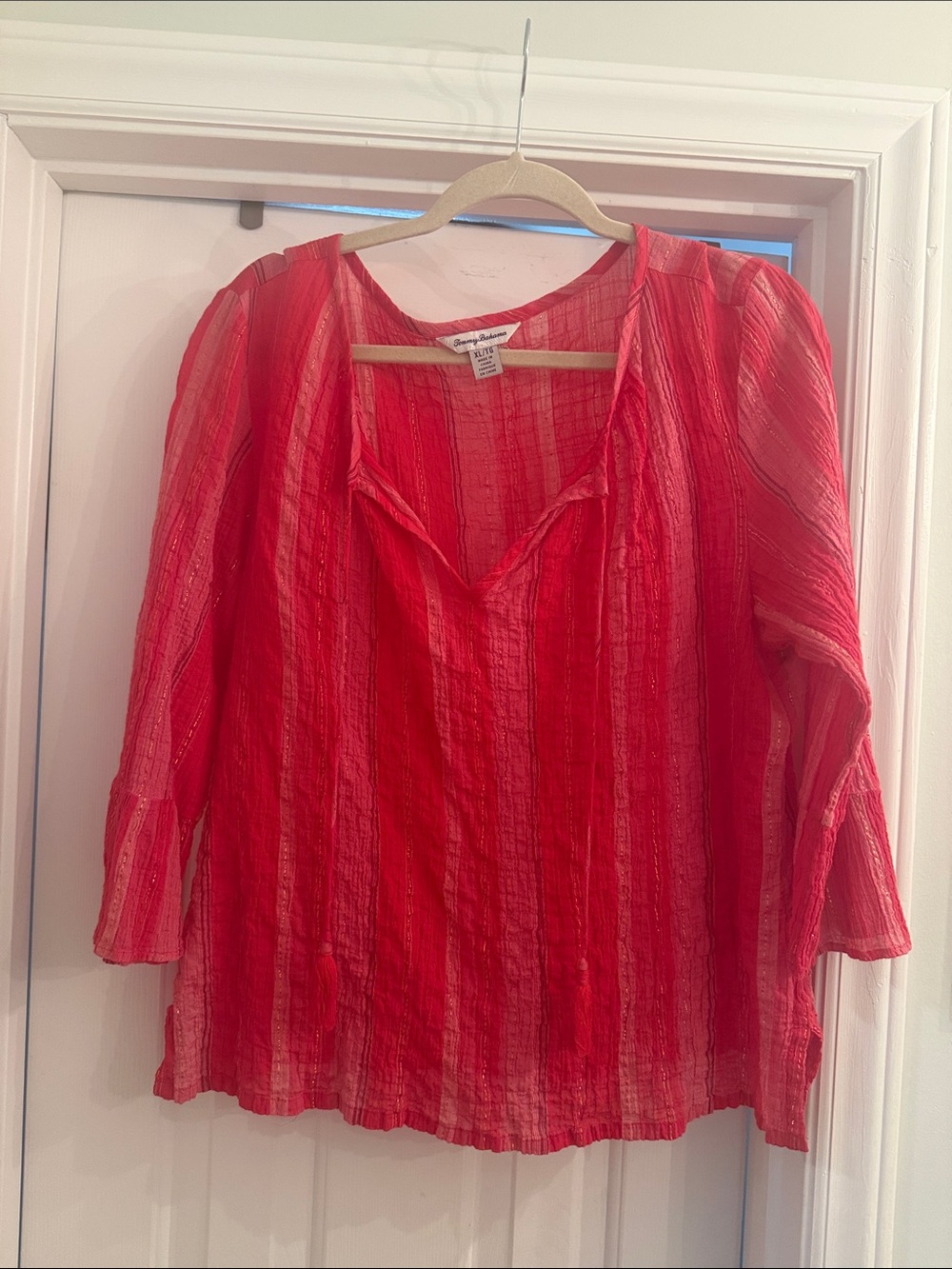 Tommy Bahama Bright Red Gold Women's Blouse